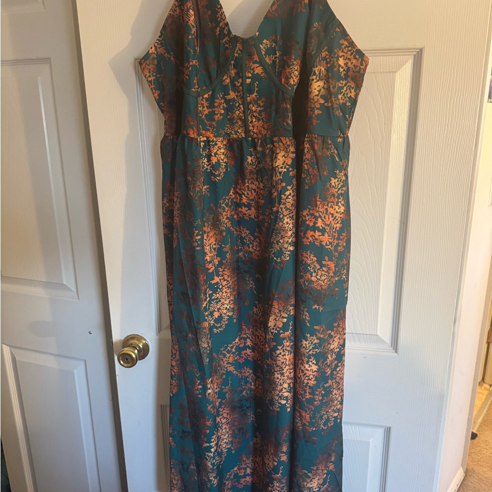 SHEIN Teal and Orange Maxi Dress